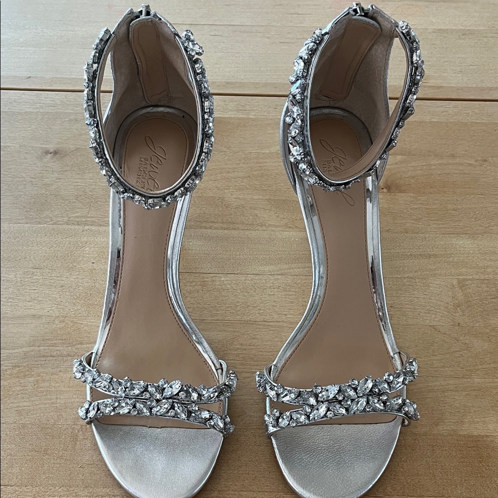 Elegant Silver Jeweled Women's heels